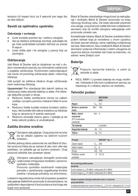 BlackandDecker Cacciavite- Bdcs36g - Type 1 - Instruction Manual (Balcani)