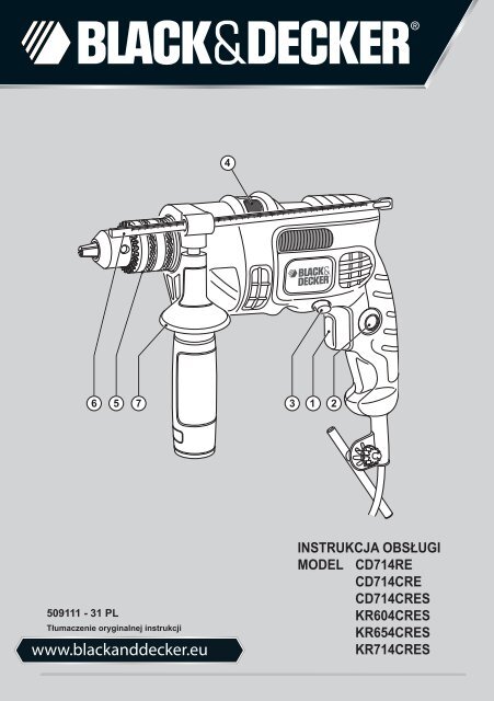 BlackandDecker Trapano Percussione- Kr654cres - Type 1 - Instruction Manual (Polonia)