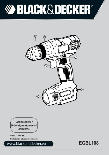 BlackandDecker Trapano Senza Cavo- Egbl108 - Type H1 - Instruction Manual (Slovacco)