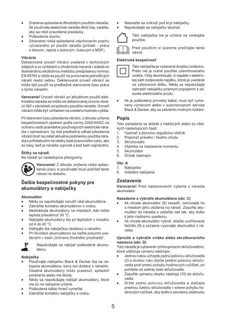 BlackandDecker Trapano Senza Cavo- Egbl108 - Type H1 - Instruction Manual (Slovacco)