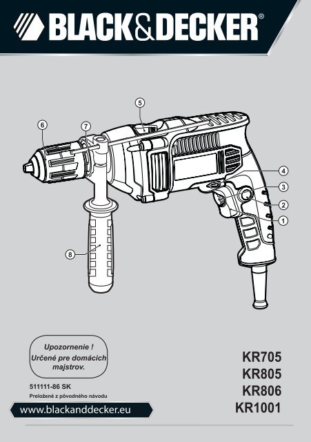 BlackandDecker Trapano- Kr806k - Type 1 - Instruction Manual (Slovacco)