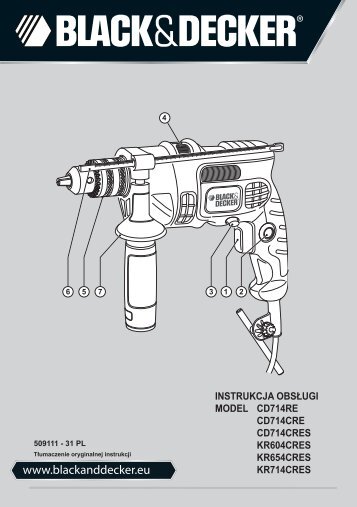 BlackandDecker Trapano Percussione- Kr604cres - Type 1 - Instruction Manual (Polonia)