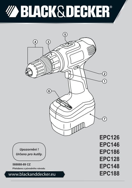 BlackandDecker Trapano Senza Cavo- Epc186 - Type H1 - Instruction Manual (Czech)