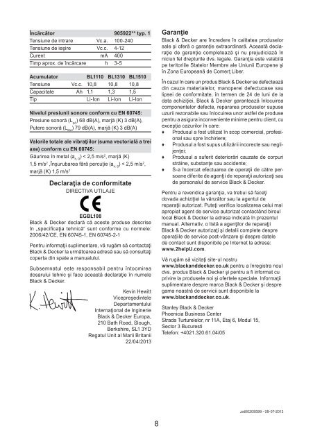 BlackandDecker Trapano Senza Cavo- Egbl108 - Type H1 - Instruction Manual (Romania)