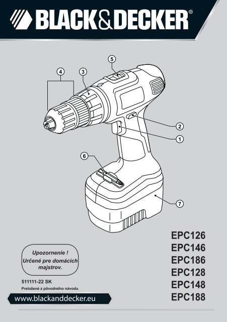 BlackandDecker Trapano Senza Cavo- Epc188 - Type H1 - Instruction Manual (Slovacco)