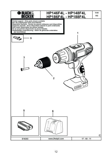 BlackandDecker Trapano Senza Cavo- Hp146f4lbk - Type H3 - Instruction Manual (Ungheria)