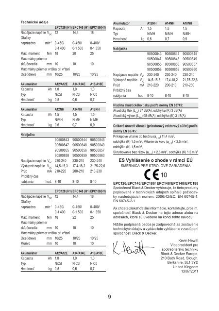 BlackandDecker Trapano Senza Cavo- Epc146 - Type H1 - Instruction Manual (Slovacco)