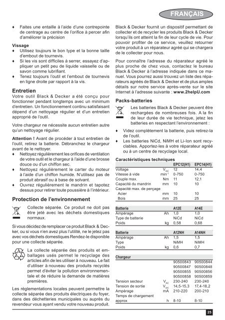 BlackandDecker Trapano Senza Cavo- Epc14 - Type H1 - Instruction Manual (Europeo Orientale)