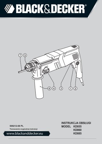 BlackandDecker Martello Ruotante- Kd855 - Type 1 - Instruction Manual (Polonia)