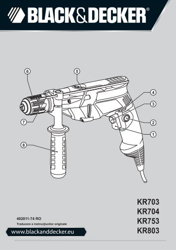 BlackandDecker Trapano Percussione- Kr803 - Type 1 - Instruction Manual (Romania)