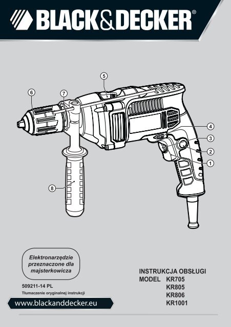 BlackandDecker Trapano- Kr805 - Type 1 - Instruction Manual (Polonia)