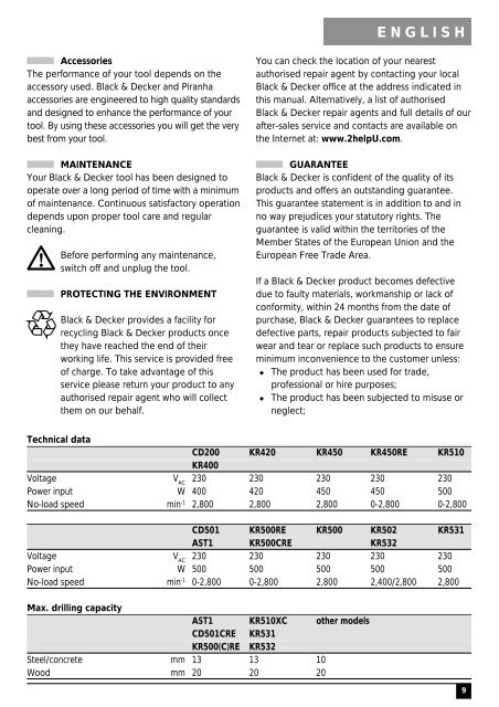 BlackandDecker Trapano- Kr531 - Type 1 - Instruction Manual