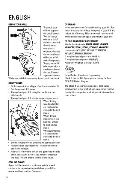 BlackandDecker Trapano Percussione- Kd661 - Type 1 - Instruction Manual