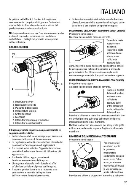 BlackandDecker Trapano Percussione- Kd661 - Type 1 - Instruction Manual