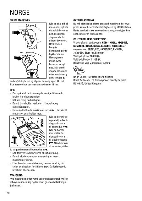 BlackandDecker Trapano Percussione- Kd661 - Type 1 - Instruction Manual