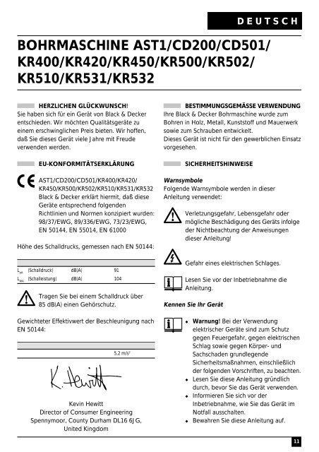 BlackandDecker Trapano- Kr531 - Type 1 - Instruction Manual