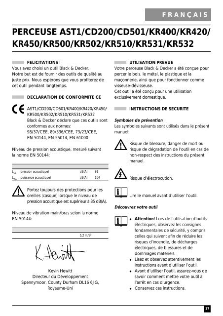 BlackandDecker Trapano- Kr531 - Type 1 - Instruction Manual