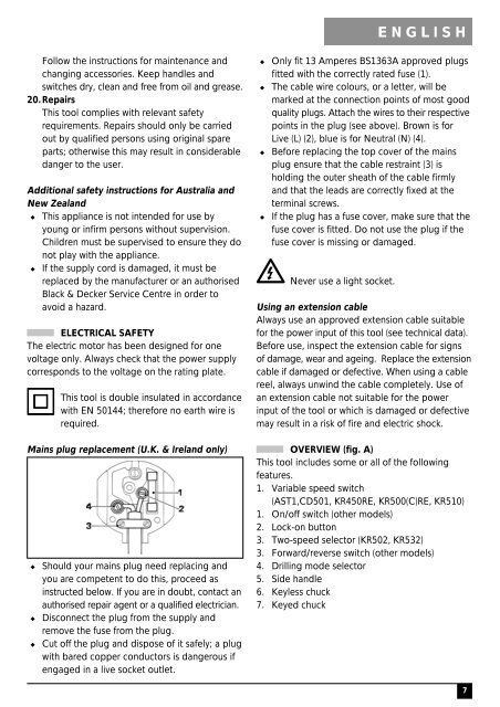 BlackandDecker Trapano- Kr531 - Type 1 - Instruction Manual