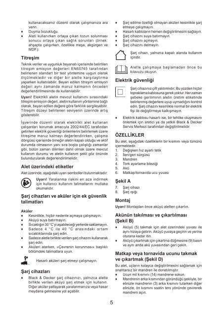 BlackandDecker Trapano Senza Cavo- Epl14 - Type H1 - Instruction Manual (Turco)