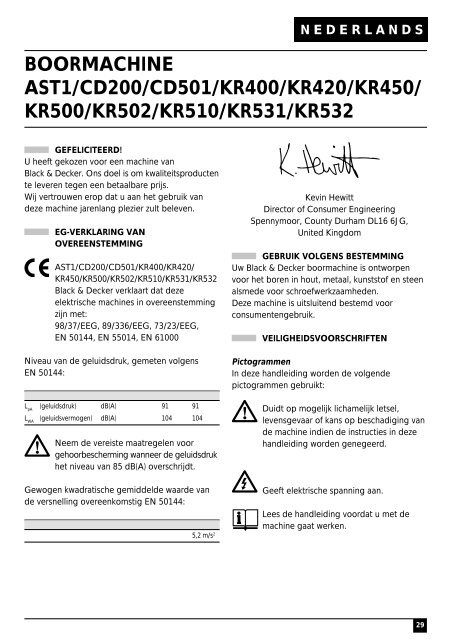BlackandDecker Trapano Percussione- Kr510xc - Type 2 - Instruction Manual (Europeo)