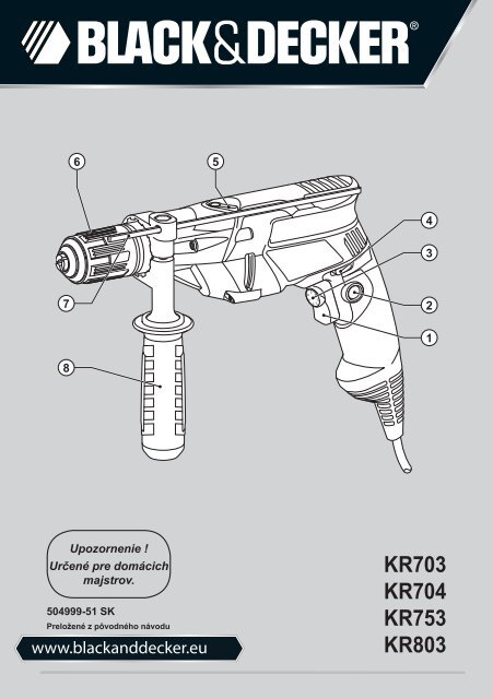 BlackandDecker Trapano Percussione- Kr703 - Type 2 - Instruction Manual (Slovacco)