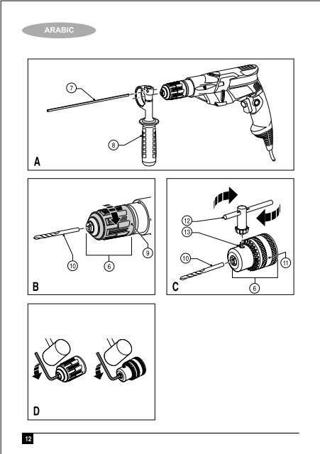 BlackandDecker Trapano Percussione- Kr703 - Type 2 - Instruction Manual (Inglese - Arabo)