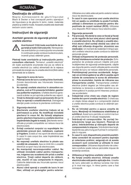 BlackandDecker Trapano Senza Cavo- Hp146f4lbk - Type H2 - Instruction Manual (Romania)