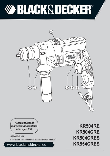 BlackandDecker Trapano Percussione- Kr504cre - Type 1 - Instruction Manual (Ungheria)
