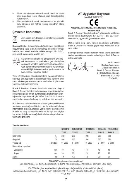 BlackandDecker Trapano Percussione- Kr554cres - Type 1 - Instruction Manual (Turco)