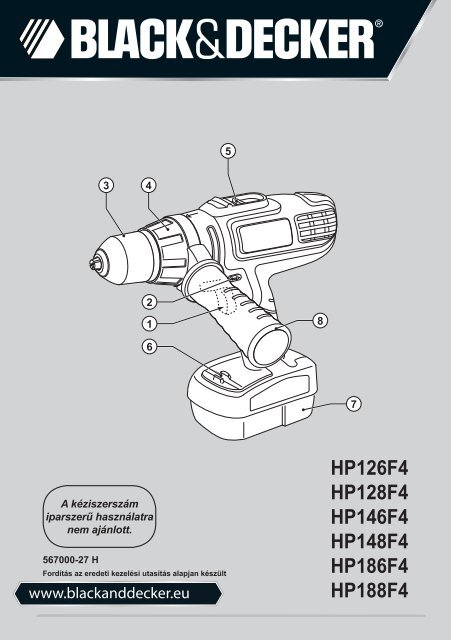 BlackandDecker Trapano Senza Cavo- Hp126f4bk - Type H1 - Instruction Manual (Ungheria)