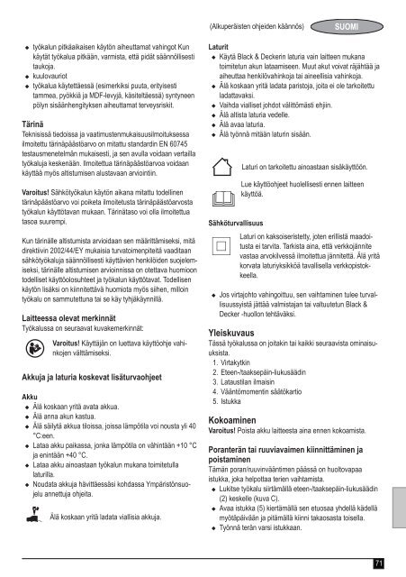 BlackandDecker Trapano Senza Cavo- Epl7i - Type H1 - Instruction Manual (Europeo (Li-Ion))