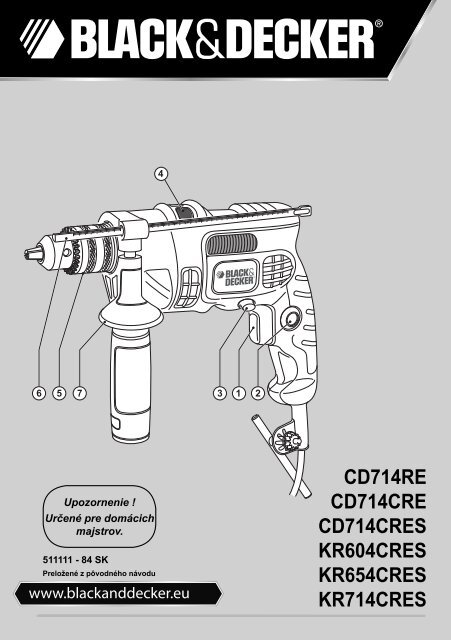 BlackandDecker Trapano Percussione- Cd714re - Type 2 - Instruction Manual (Slovacco)