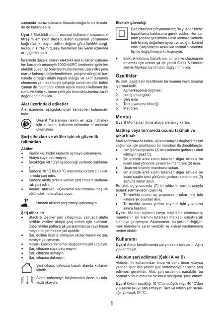 BlackandDecker Trapano Senza Cavo- Epl7i - Type H1 - Instruction Manual (Turco)
