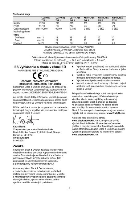 BlackandDecker Trapano Percussione- Kr654cres - Type 2 - Instruction Manual (Slovacco)