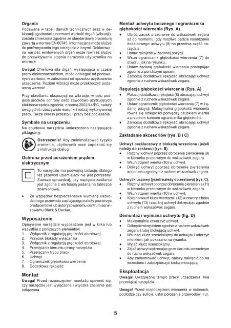 BlackandDecker Trapano- Kr705 - Type 1 - Instruction Manual (Polonia)