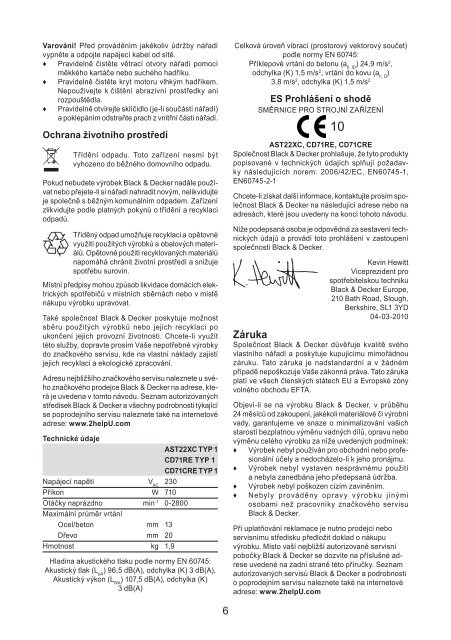 BlackandDecker Trapano- Cd71cre - Type 1 - Instruction Manual (Czech)