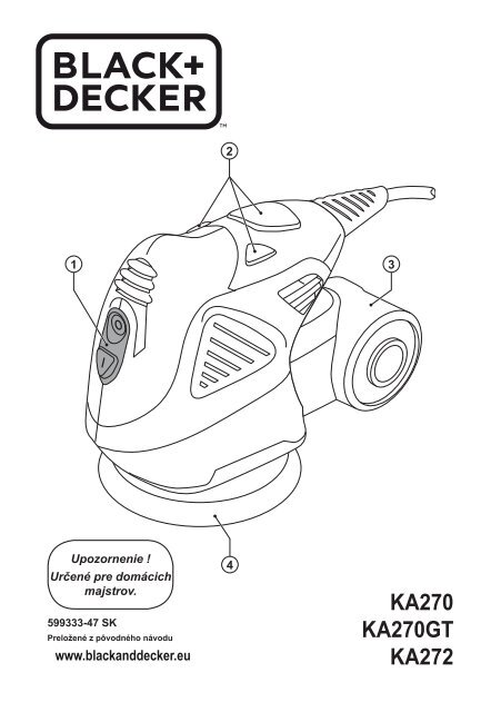 BlackandDecker Sabbiatrice Orbitale- Ka270k - Type 1 - Instruction Manual (Slovacco)