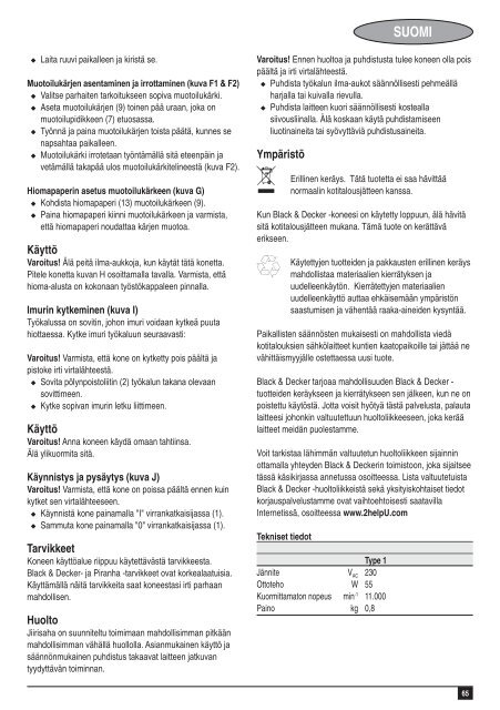 BlackandDecker Smerigliatrice- Ka161 - Type 1 - Instruction Manual (Europeo)