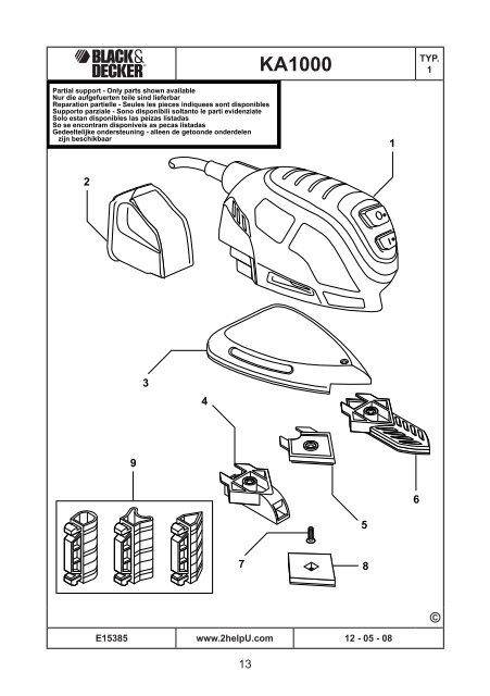 BlackandDecker Sabbiatrice Anatomic- Ka1000 - Type 1 - Instruction Manual (Ungheria)