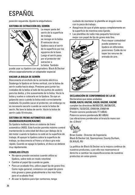 BlackandDecker Smerigliatrice- Ka210 - Type 1 - Instruction Manual