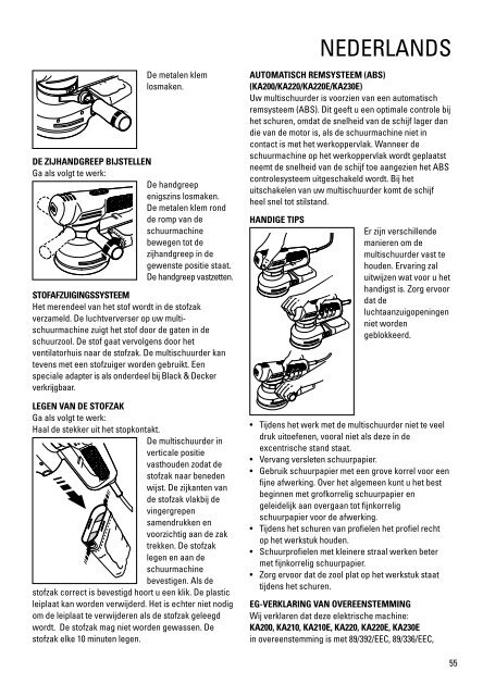 BlackandDecker Smerigliatrice- Ka210 - Type 1 - Instruction Manual