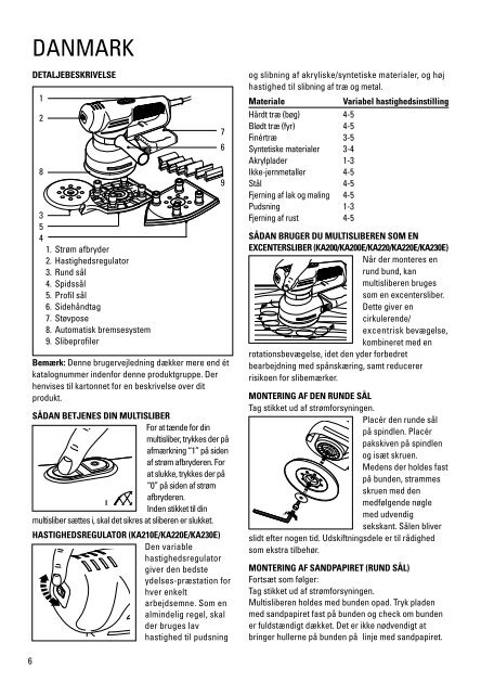 BlackandDecker Smerigliatrice- Ka210 - Type 1 - Instruction Manual