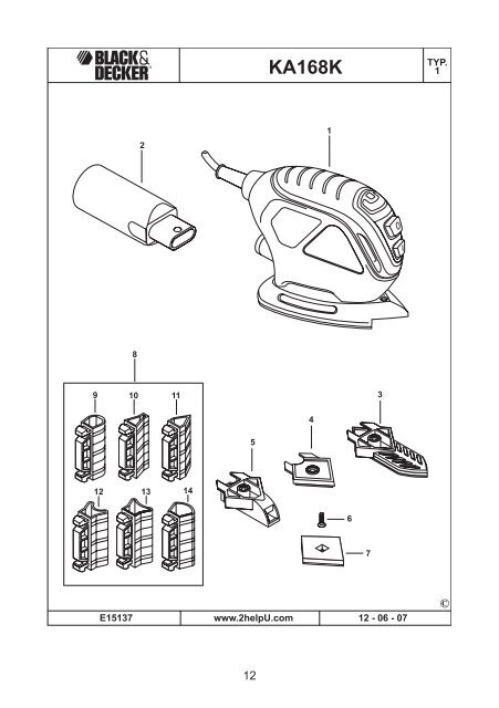 BlackandDecker Sabbiatrice Anatomic- Ka168k - Type 1 - Instruction Manual (Ungheria)