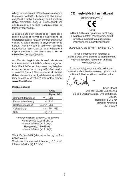 BlackandDecker Sabbiatric A Cinghia- Ka88 - Type 1 - 2 - Instruction Manual (Ungheria)