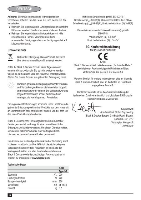 BlackandDecker Sabbiatric A Cinghia- Ka88 - Type 1 - 2 - Instruction Manual (Europeo)