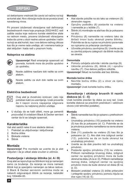 BlackandDecker Smerigliatrice Angolare Piccola- Cd105 - Type 4 - Instruction Manual (Balcani)