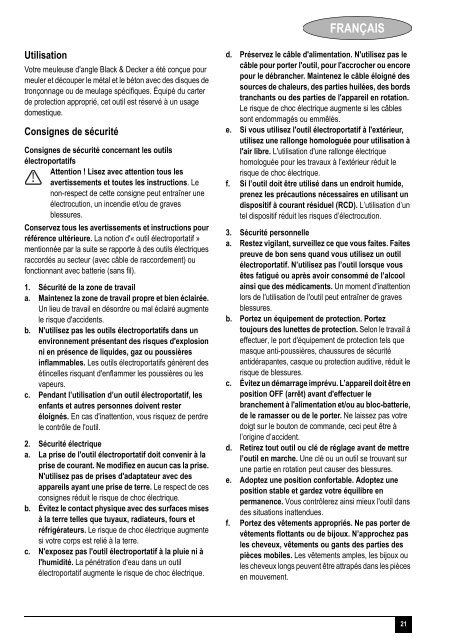 BlackandDecker Smerigliatrice Angolare Piccola- Cd110 - Type 4 - Instruction Manual (Europeo)