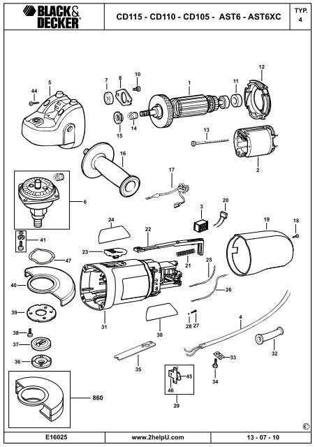 BlackandDecker Smerigliatrice Angolare Piccola- Cd115 - Type 4 - Instruction Manual (Europeo)