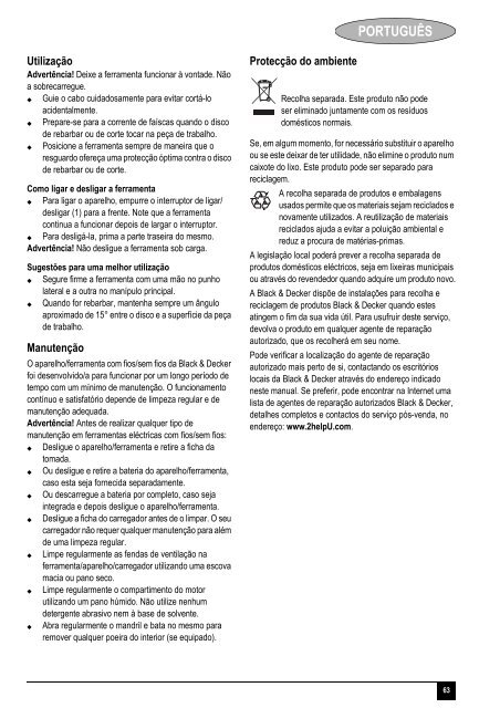 BlackandDecker Smerigliatrice Angolare Piccola- Cd115 - Type 4 - Instruction Manual (Europeo)