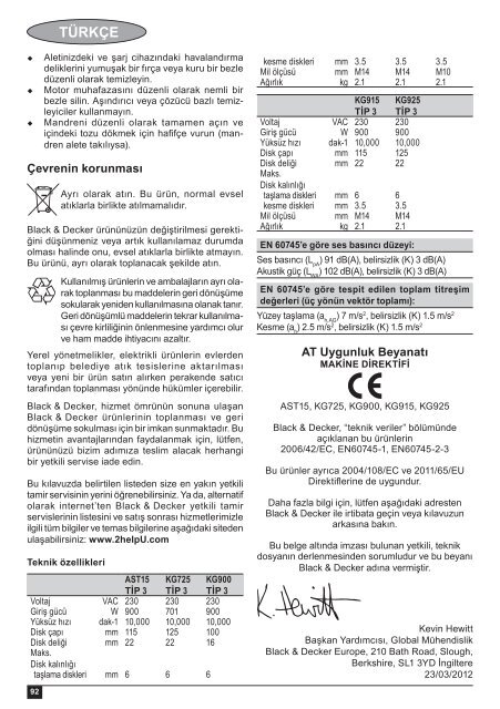 BlackandDecker Smerigliatrice Angolare Piccola- Kg900 - Type 3 - Instruction Manual (Europeo Orientale)